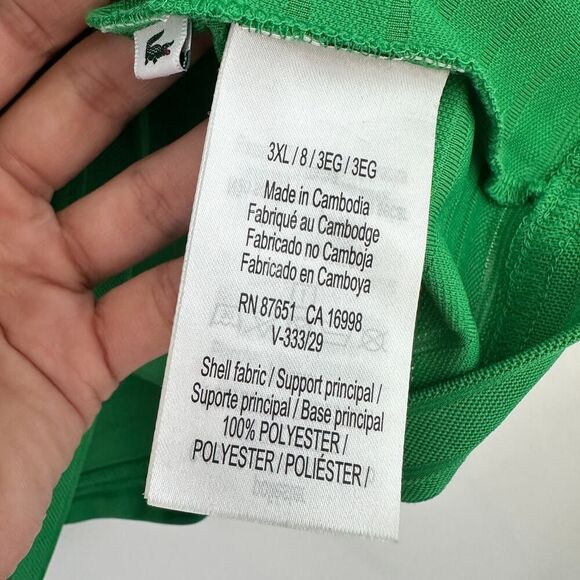 Lacoste Polo Shirt Mens 3XL Green Performance Jersey Golf Tennis Athletic Casual - Picture 8 of 11